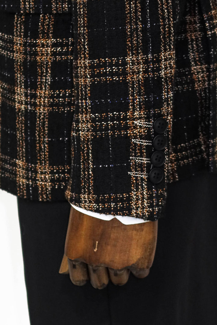 Combinación de blazer y pantalón de hombre negro de corte slim a cuadros - Wessi