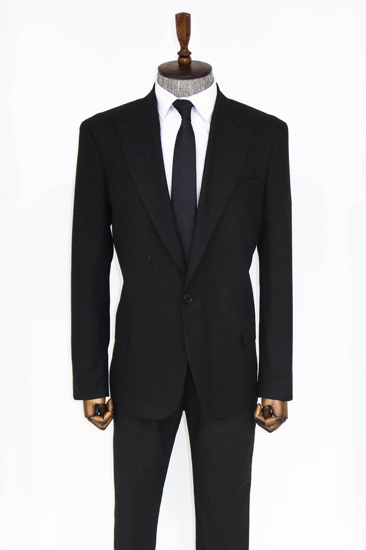 Plain Slim Fit Sport Black Men Blazer and Trousers Combination - Wessi