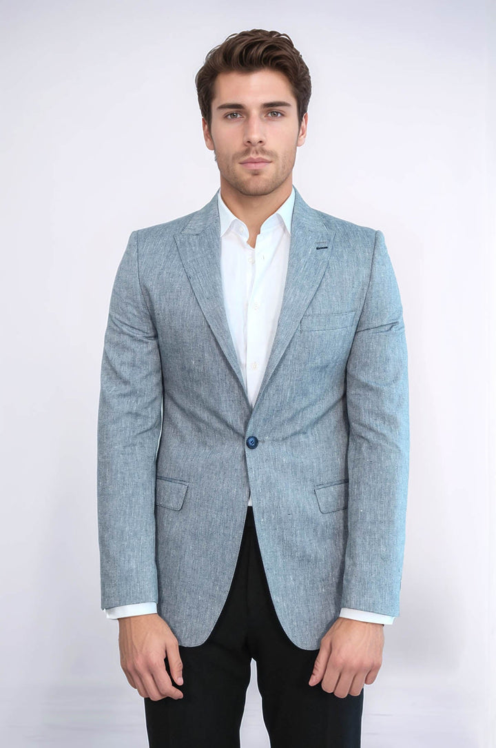 Chaqueta azul de corte entallado con solapa de pico - Wessi