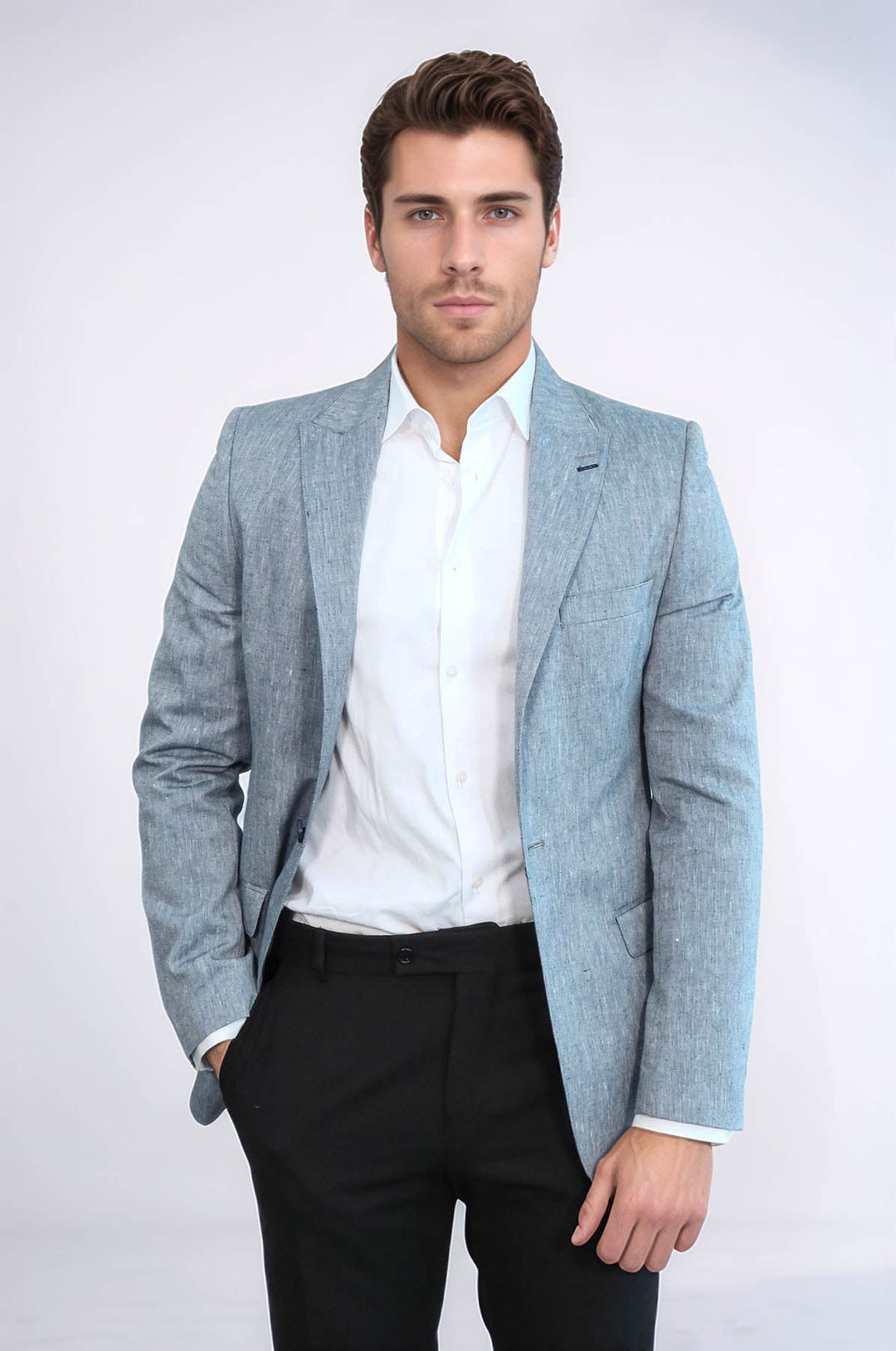 Chaqueta azul de corte entallado con solapa de pico - Wessi