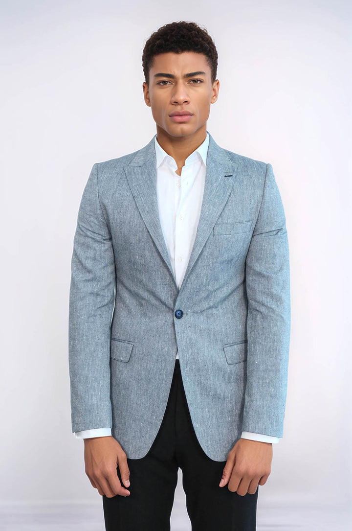 Giacca blu con revers a lancia slim fit - Wessi