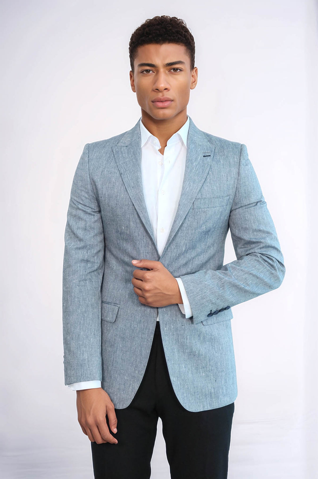 Giacca blu con revers a lancia slim fit - Wessi