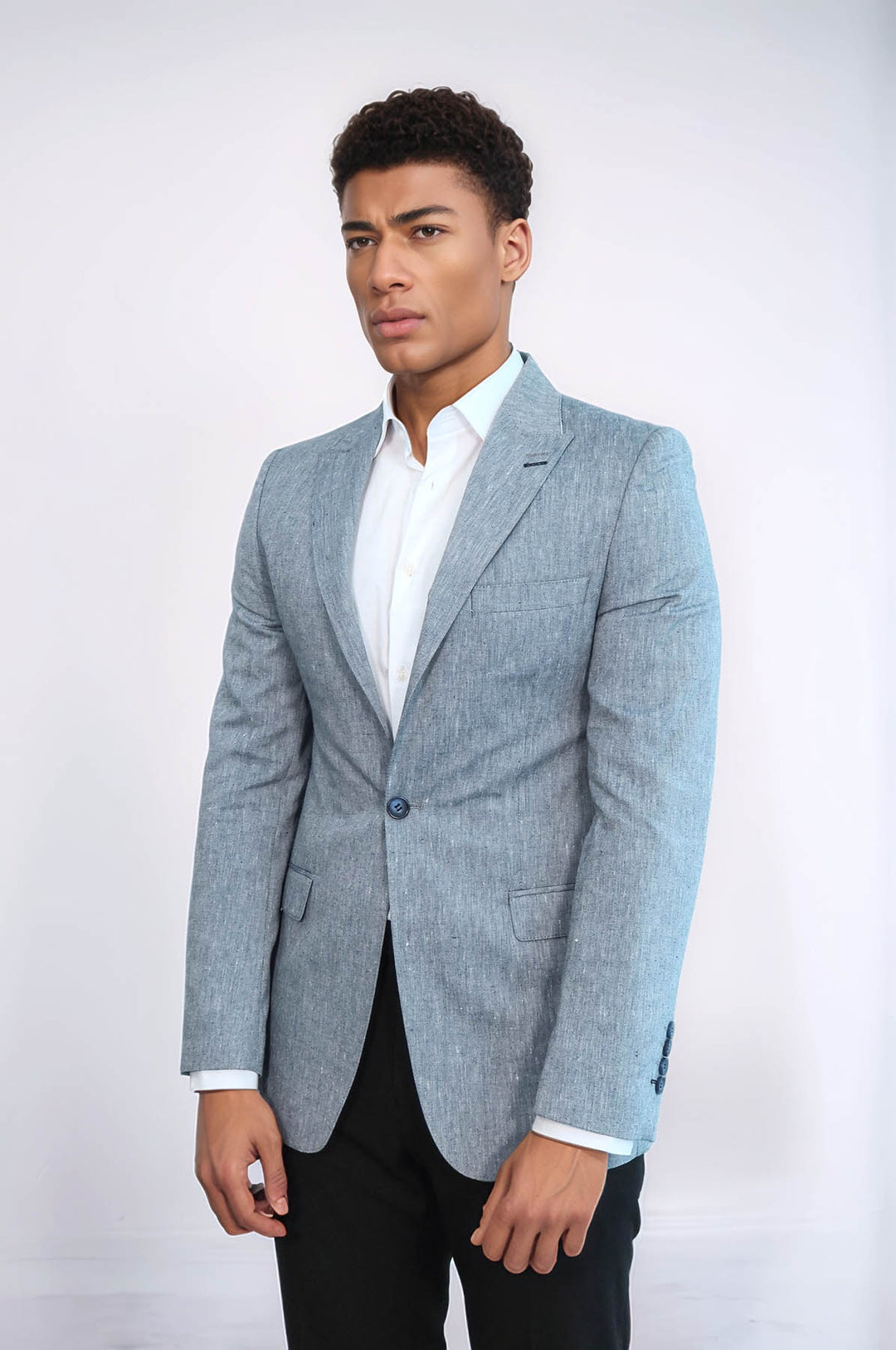 Giacca blu con revers a lancia slim fit - Wessi