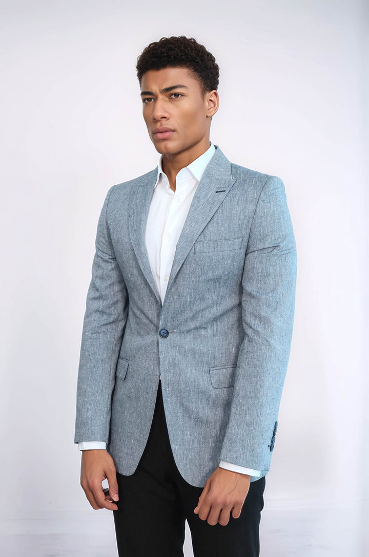 Giacca blu con revers a lancia slim fit - Wessi