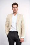 Slim-Fit Peak Lapel Beige Jacket - Wessi
