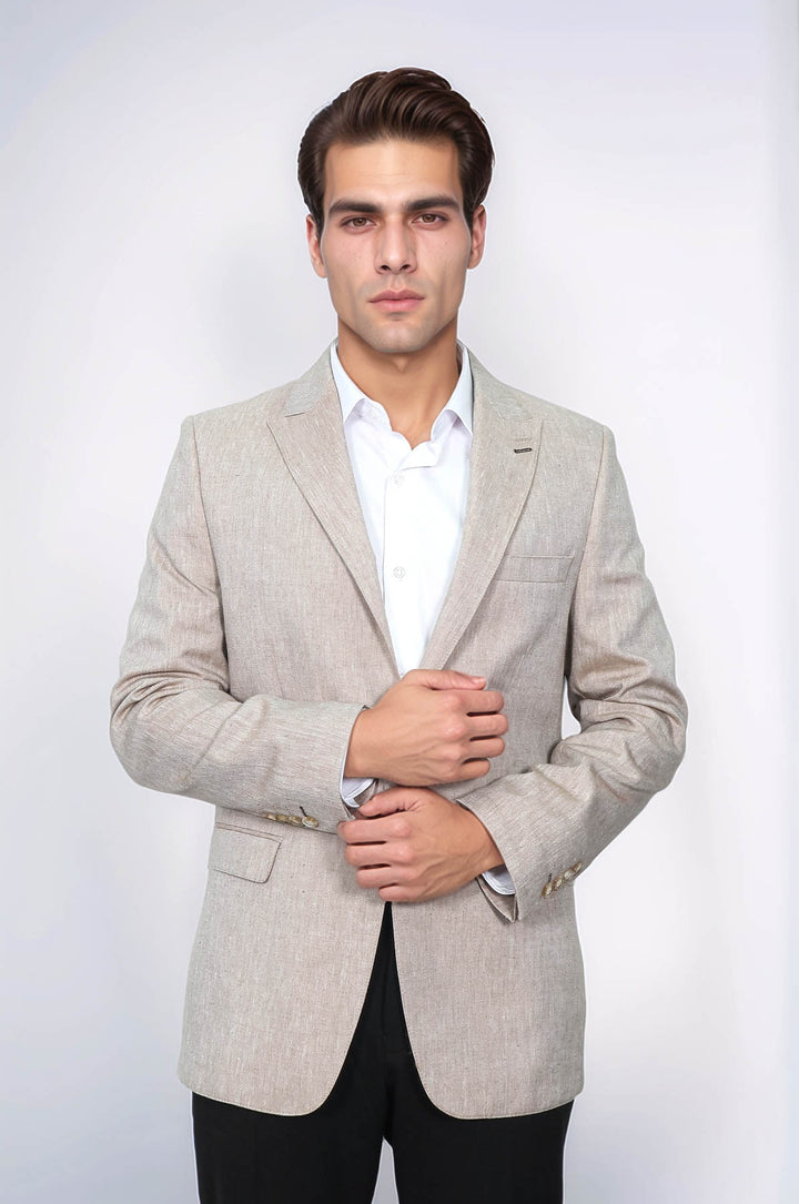 Chaqueta Slim Fit Solapa De Pico Marrón Claro - Wessi