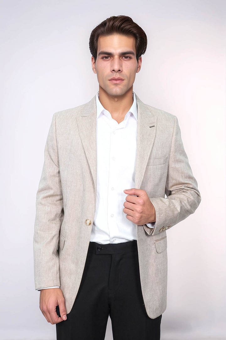 Chaqueta Slim Fit Solapa De Pico Marrón Claro - Wessi
