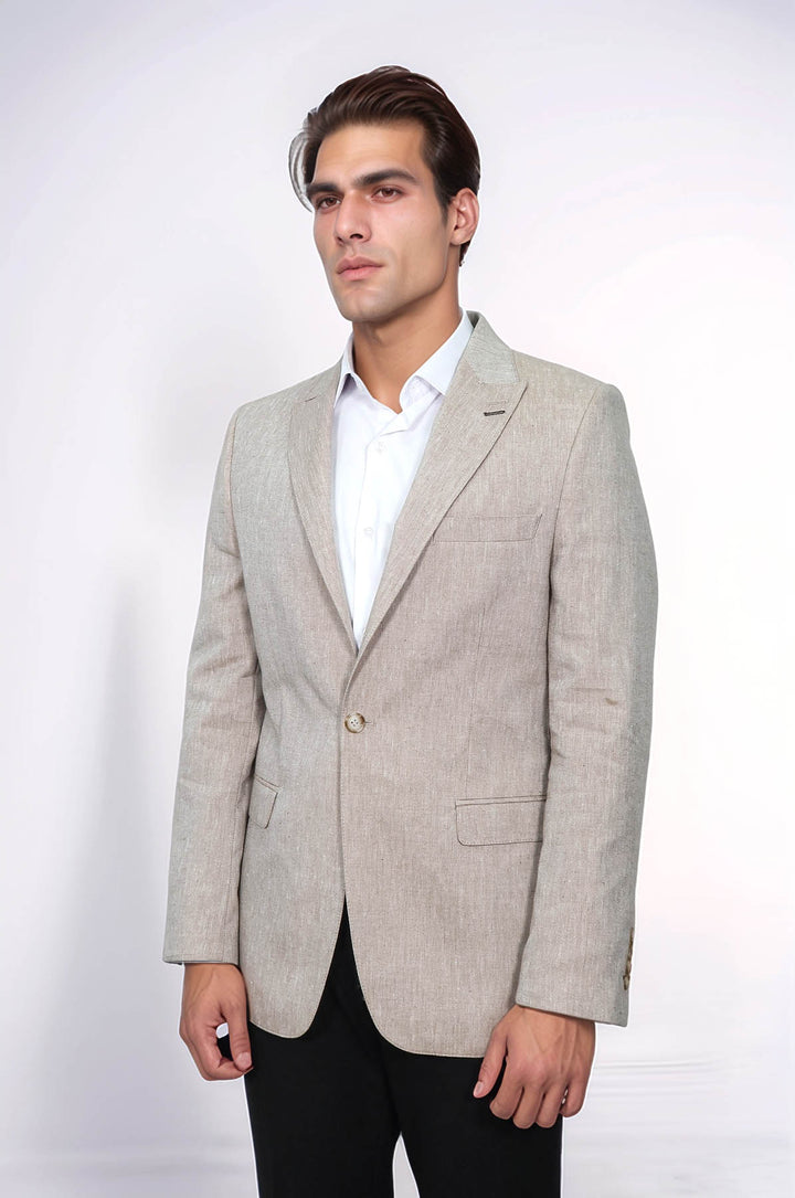 Chaqueta Slim Fit Solapa De Pico Marrón Claro - Wessi