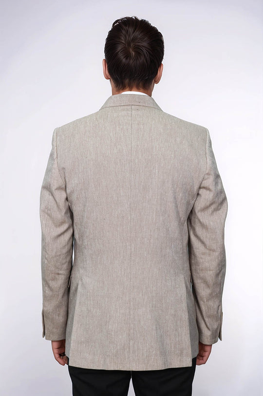 Slim-Fit Peak Lapel Light Brown Jacket - Wessi