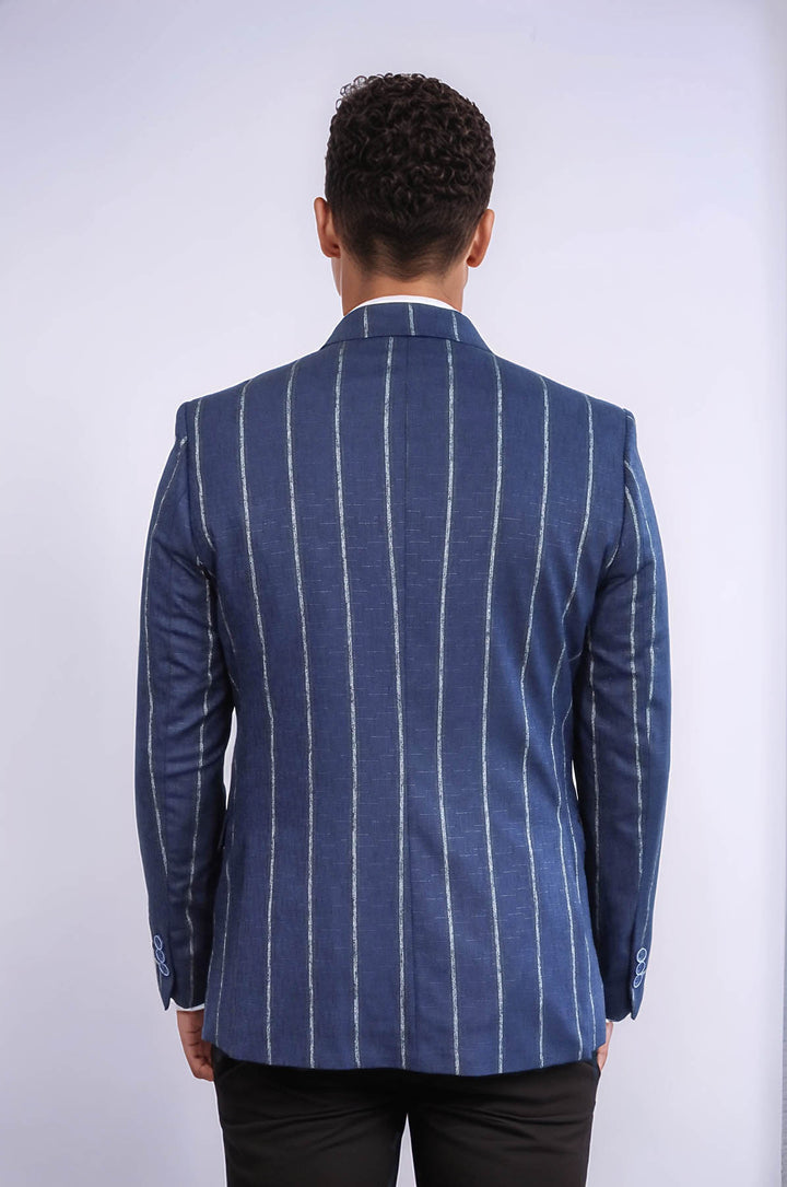 Skinny Blazer Asos Men's Navy Blazer ASOS ASOS DESIGN Double