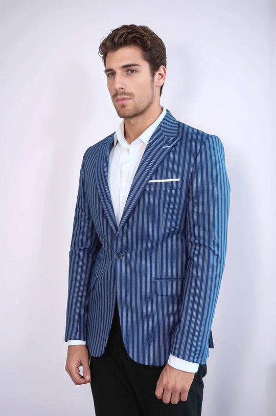Blazer Slim à rayures bleu - Wessi