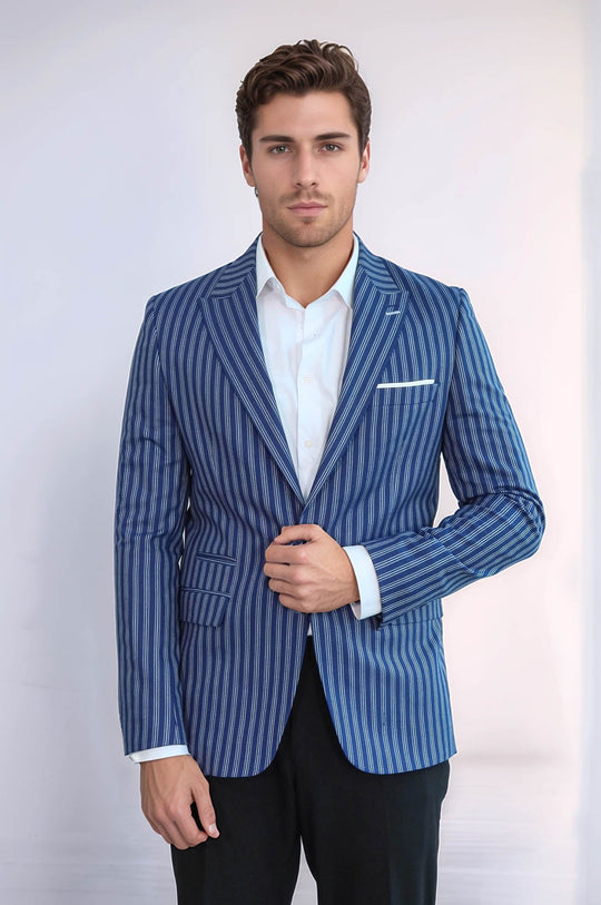 Blazer Slim à rayures bleu - Wessi