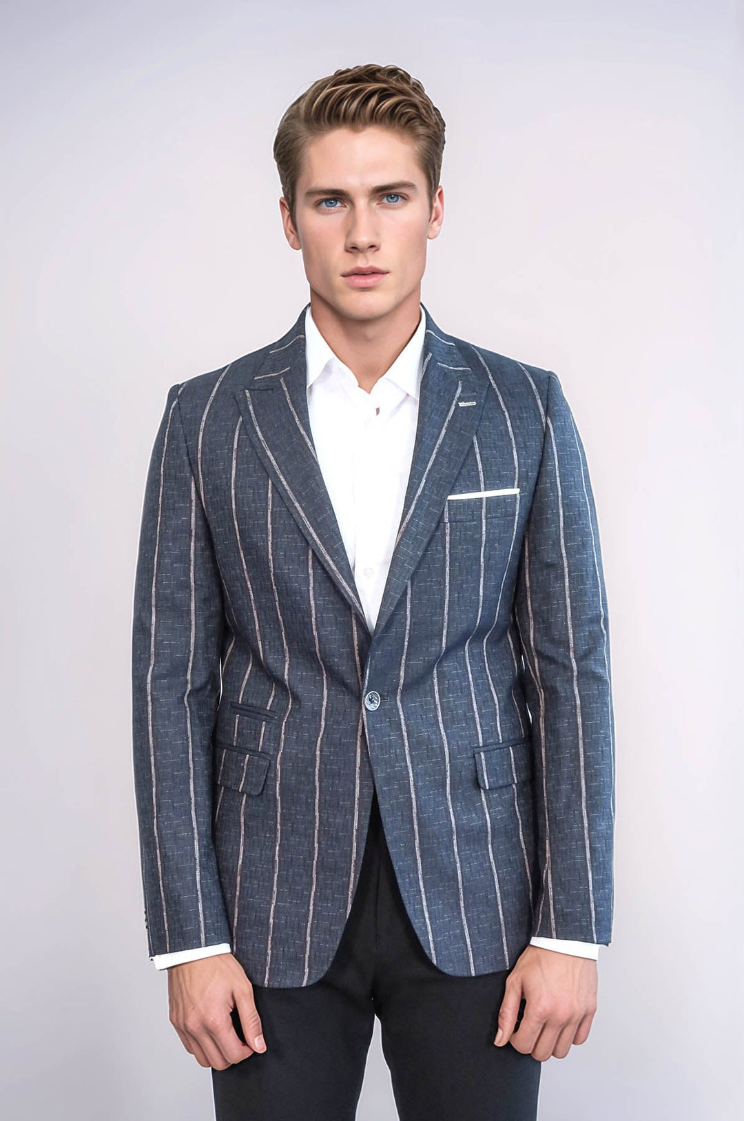 Blazer slim fit grigio scuro a righe - Wessi