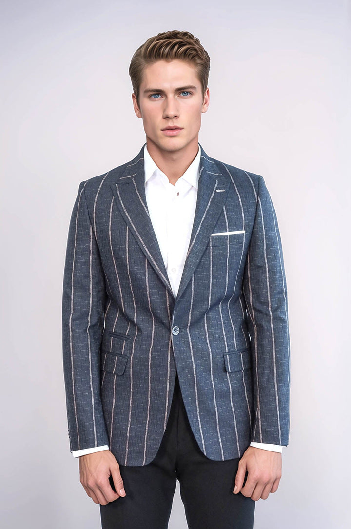 Blazer slim fit grigio scuro a righe - Wessi