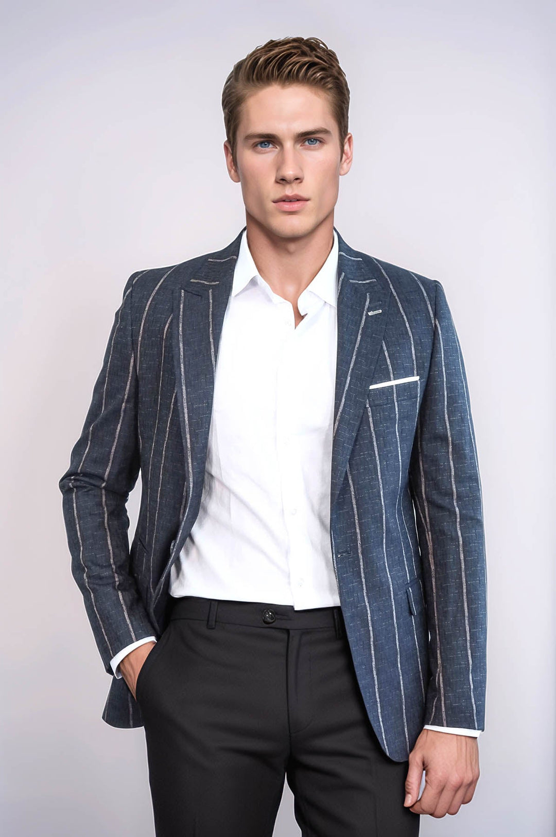 Blazer slim fit grigio scuro a righe - Wessi