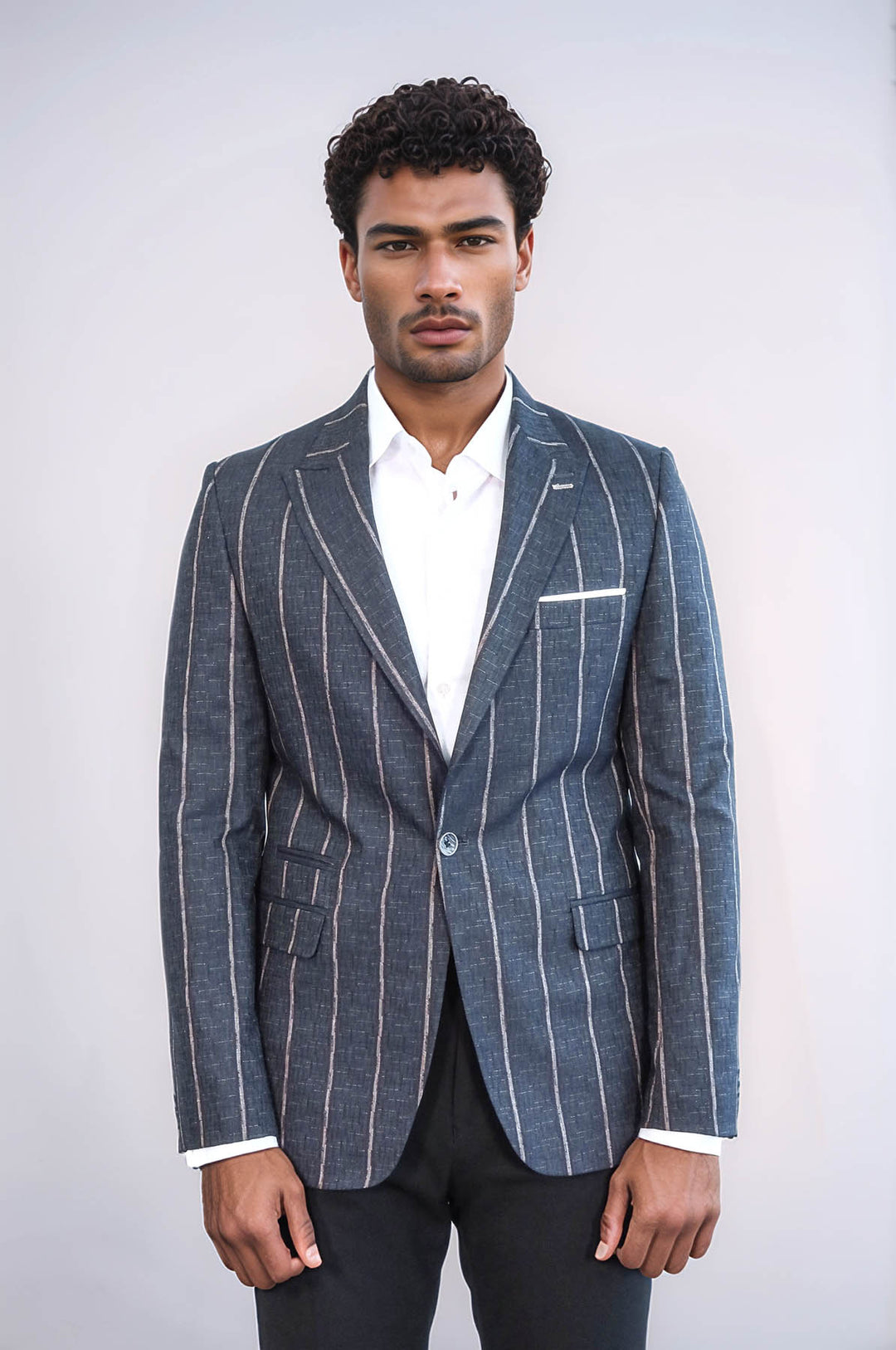 Blazer Slim Gris Foncé Rayé - Wessi