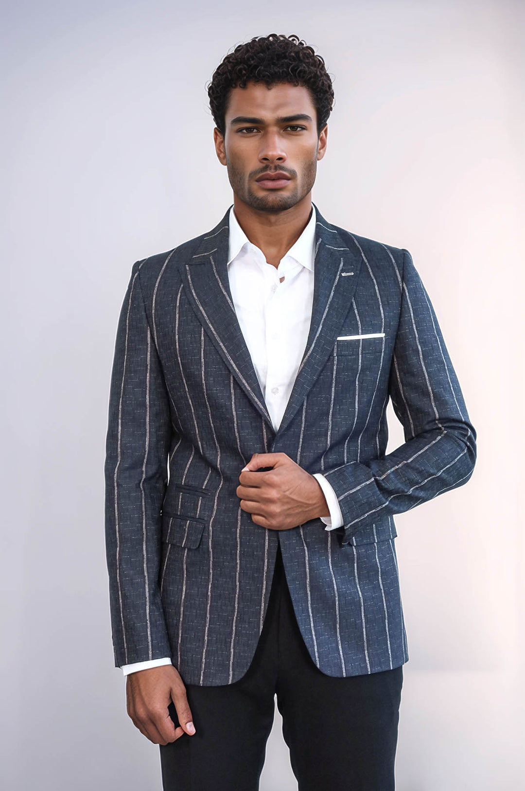 Blazer Slim Gris Foncé Rayé - Wessi