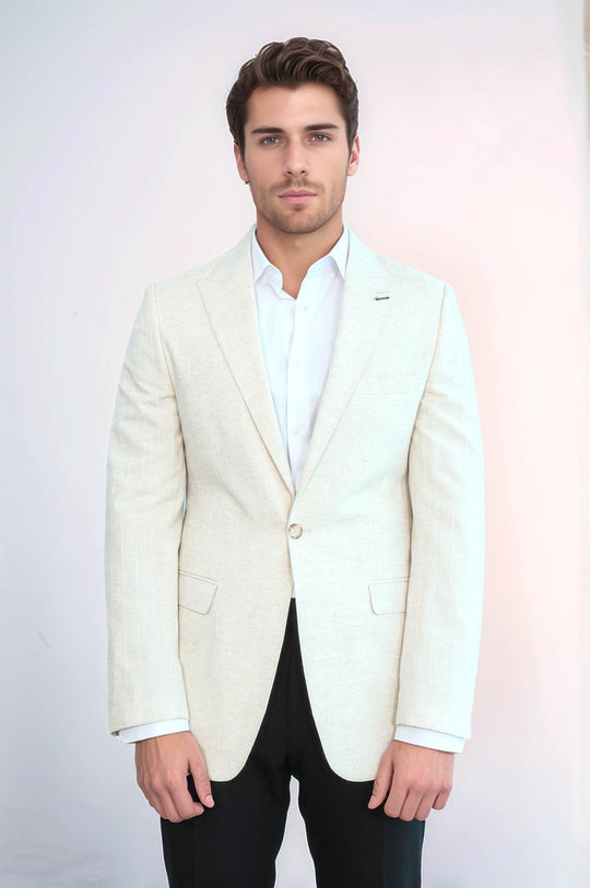 mens cream dress jacket Cream Linen Slim Fit Suit Jacket