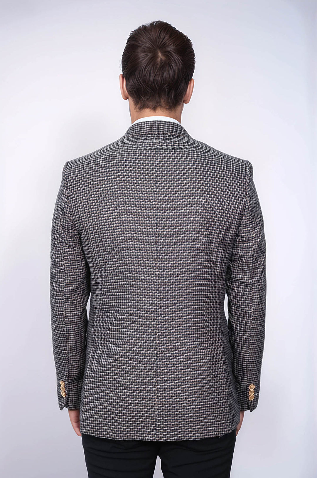بليزر بقصّة Slim-Fit منقوش باللون الأزرق الداكن - Wessi