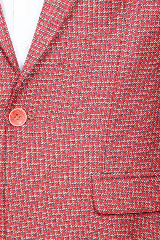 Patterned Claret Red Slim-Fit Blazer - Wessi