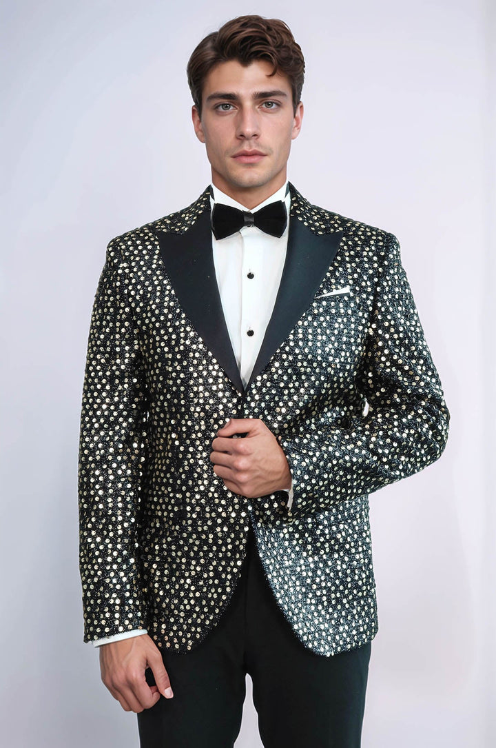Smoked Sparkly Patterned Party Blazer | Wessi