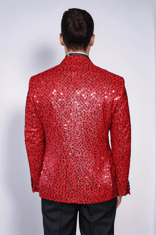 Blazer de Prom pour Hommes Red à Motif Pailleté - Wessi