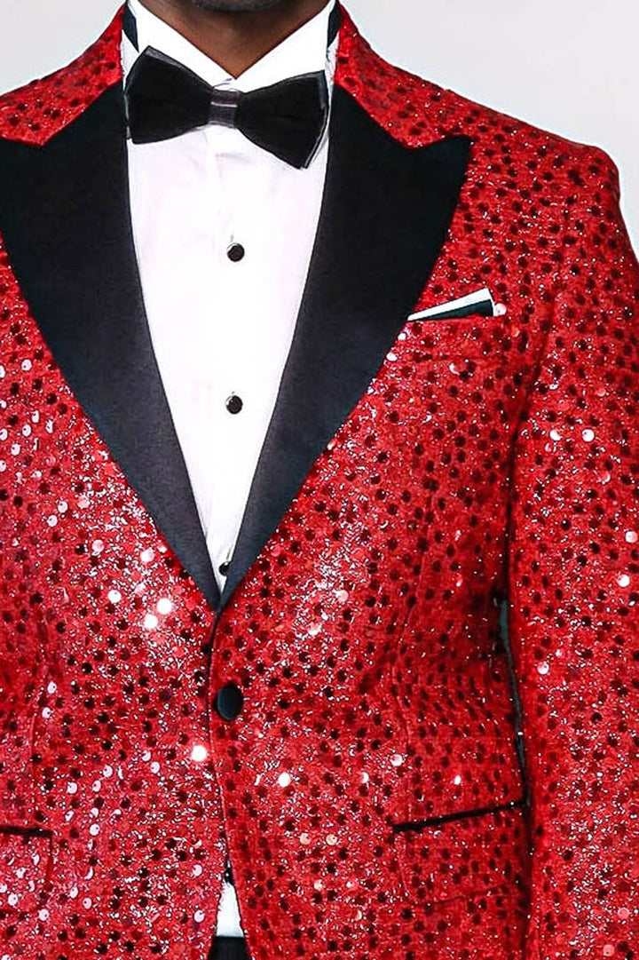 Глиттерный узор Red мужской пиджак для выпускного - Wessi