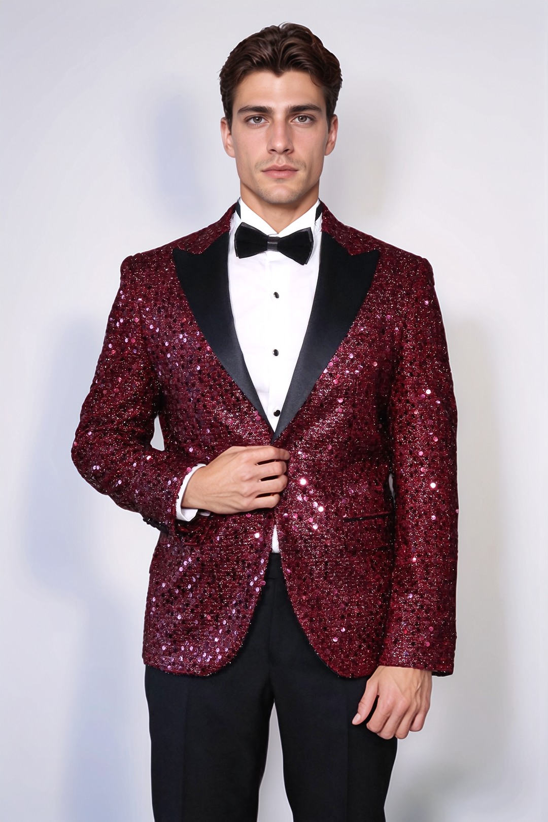 Blazer de graduación para hombre con estampado de purpurina en color burdeos - Wessi