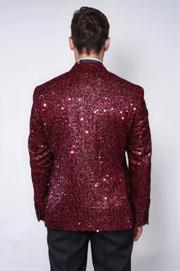 Blazer de graduación para hombre con estampado de purpurina en color burdeos - Wessi