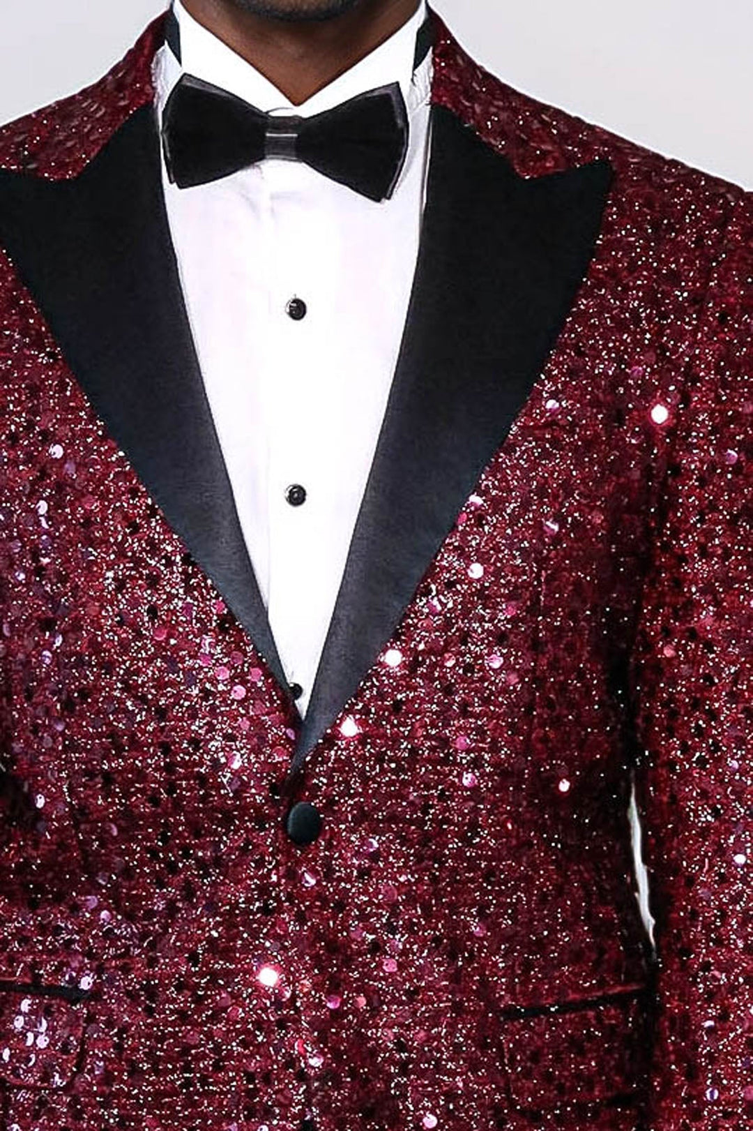 Blazer de graduación para hombre con estampado de purpurina en color burdeos - Wessi