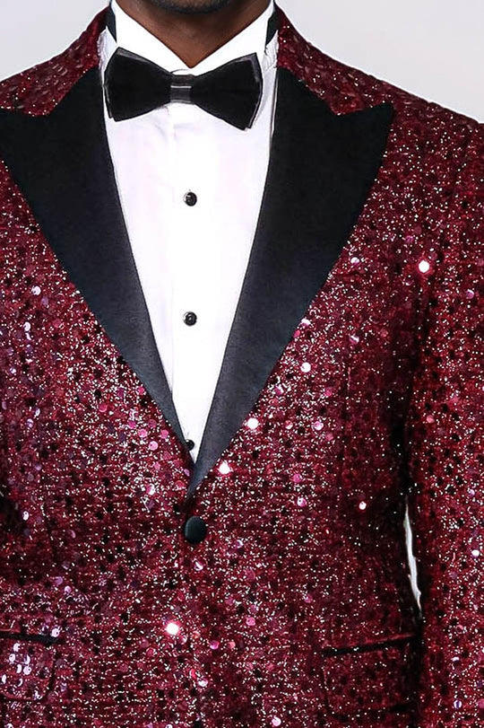 Blazer de graduación para hombre con estampado de purpurina en color burdeos - Wessi