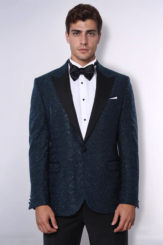 Blazer da ballo da uomo verde con motivo glitterato - Wessi