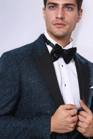 Blazer da ballo da uomo verde con motivo glitterato - Wessi