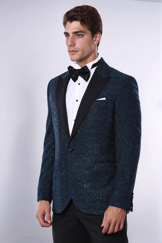 Blazer da ballo da uomo verde con motivo glitterato - Wessi