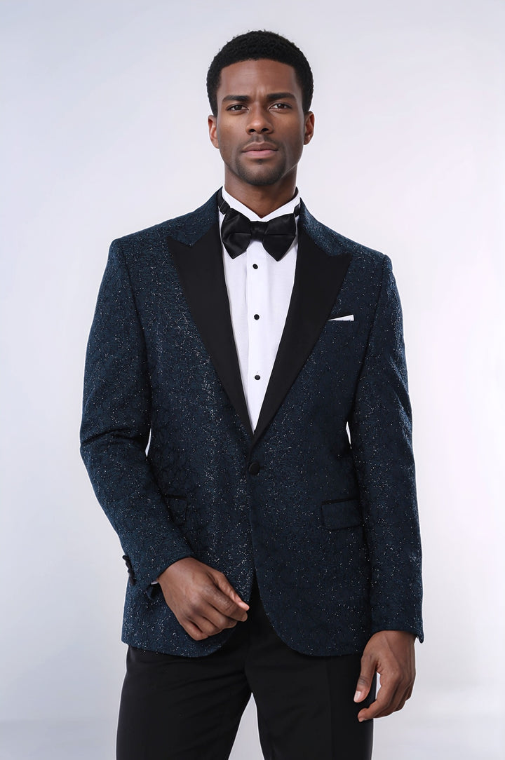Blazer da ballo da uomo verde con motivo glitterato - Wessi