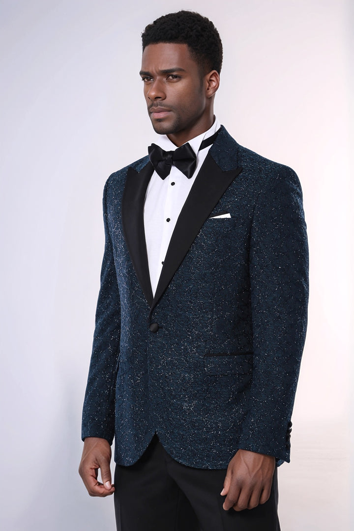 Blazer da ballo da uomo verde con motivo glitterato - Wessi