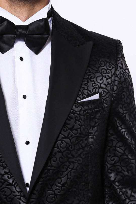 Blazer Homme Noir de Fête à Motifs Floraux - Wessi