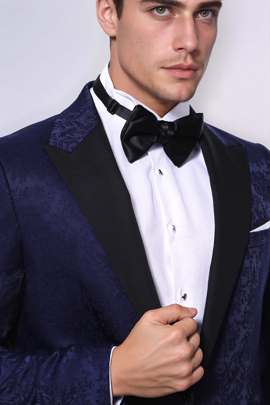 بليزر الحفلات منقوش باللون الأزرق الداكن - ويسي