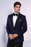Navy Blue Patterned Party Blazer - Wessi