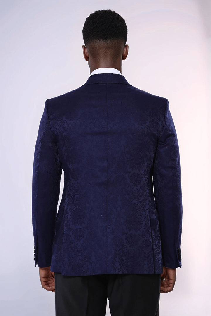 Blazer de Fiesta Estampada Azul Marino - Wessi