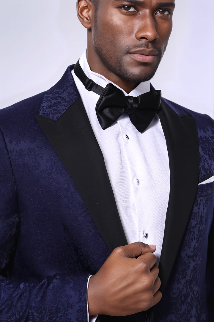 Blazer de Fiesta Estampada Azul Marino - Wessi