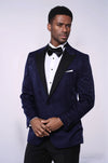 Navy Blue Patterned Party Blazer - Wessi