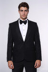 Blazer da festa da uomo scintillante con risvolto sciallato nero - Wessi