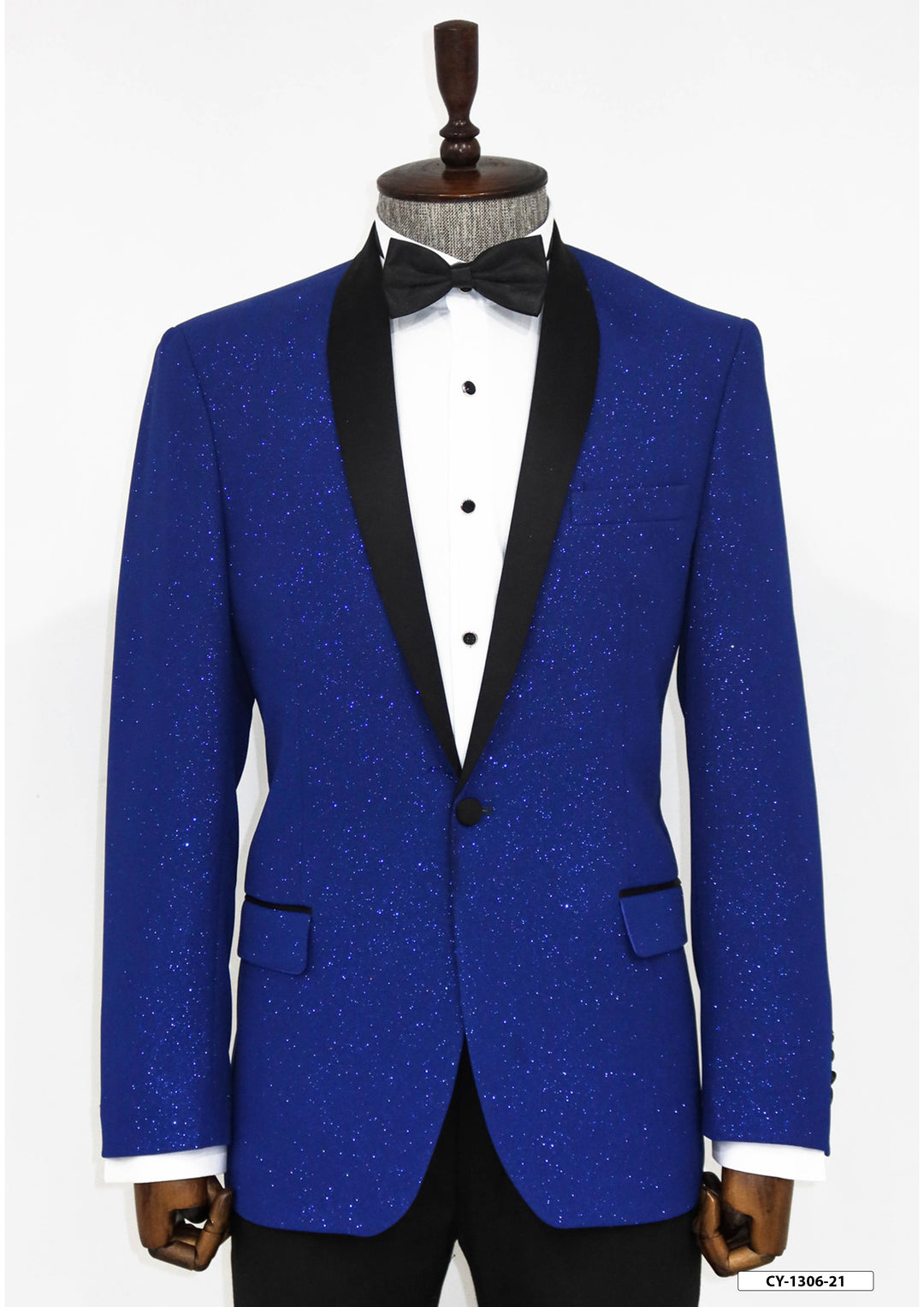 Shawl Lapel Navy Blue Men Prom Blazer abd Trousers Combination- Wessi