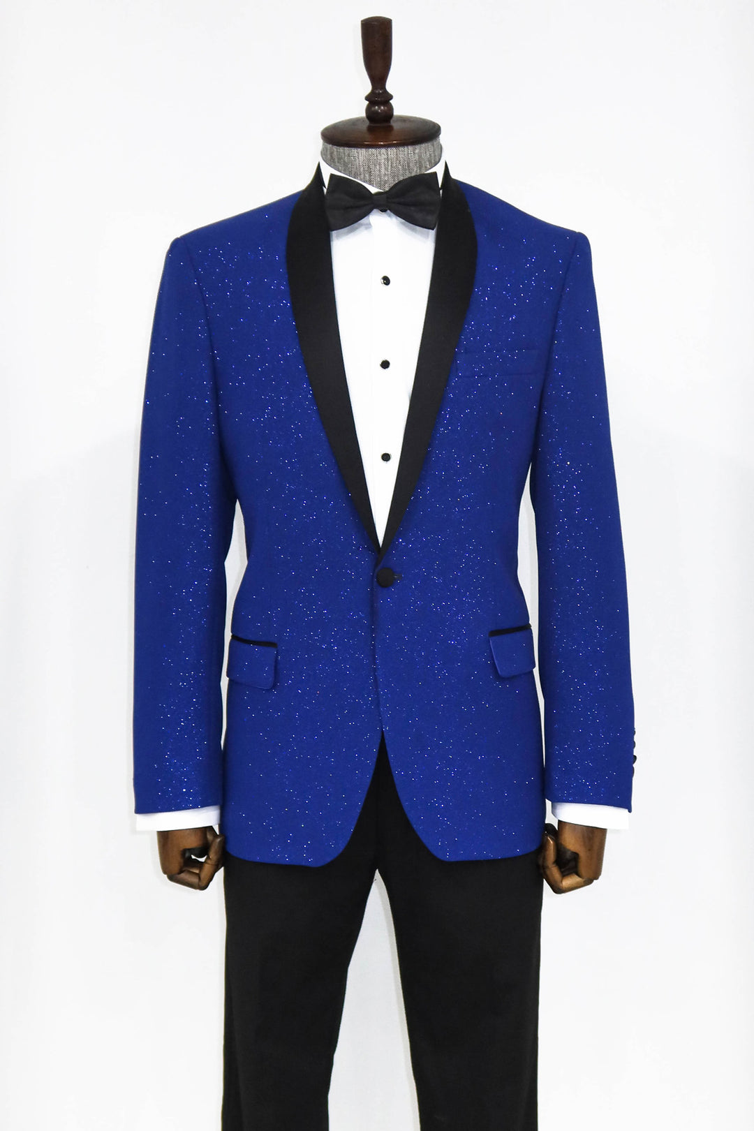 Shawl Lapel Navy Blue Men Prom Blazer abd Trousers Combination- Wessi
