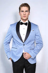 Blazer da uomo con risvolto sciallato, colore blu cielo, - Wessi