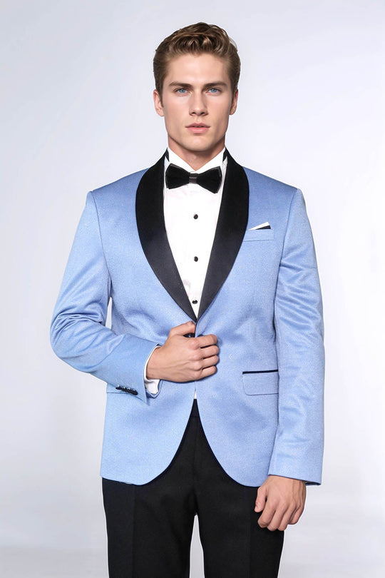 Blazer de Bal Homme Bleu Ciel Revers Châle - Wessi