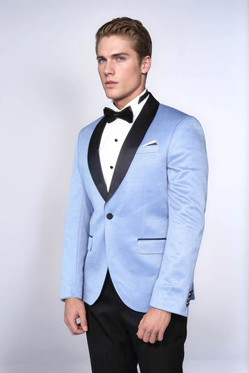 Blazer de Bal Homme Bleu Ciel Revers Châle - Wessi