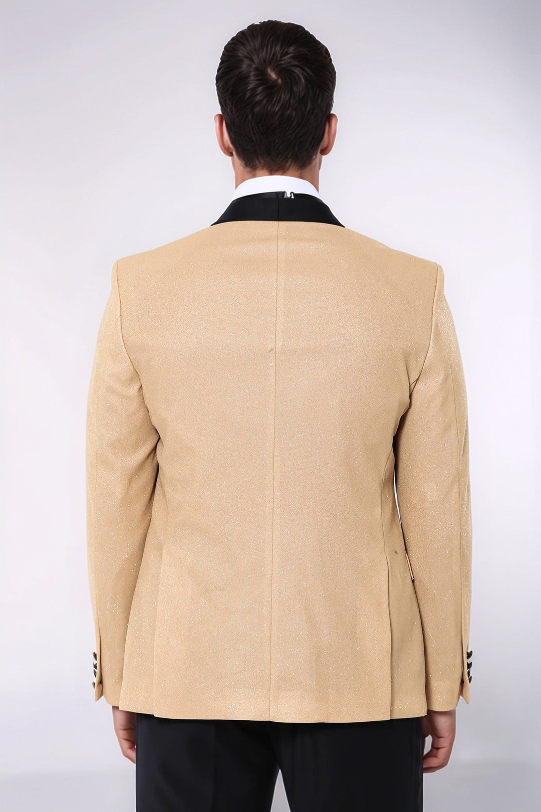 Giacca da smoking scintillante con risvolto sciallato giallo - Wessi