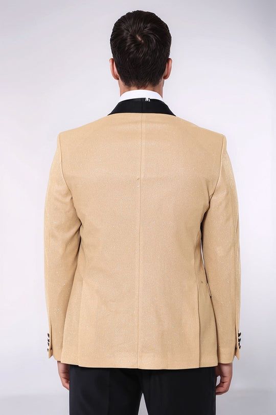 Желтый блестящий пиджак-смокинг с шалевыми лацканами - Wessi